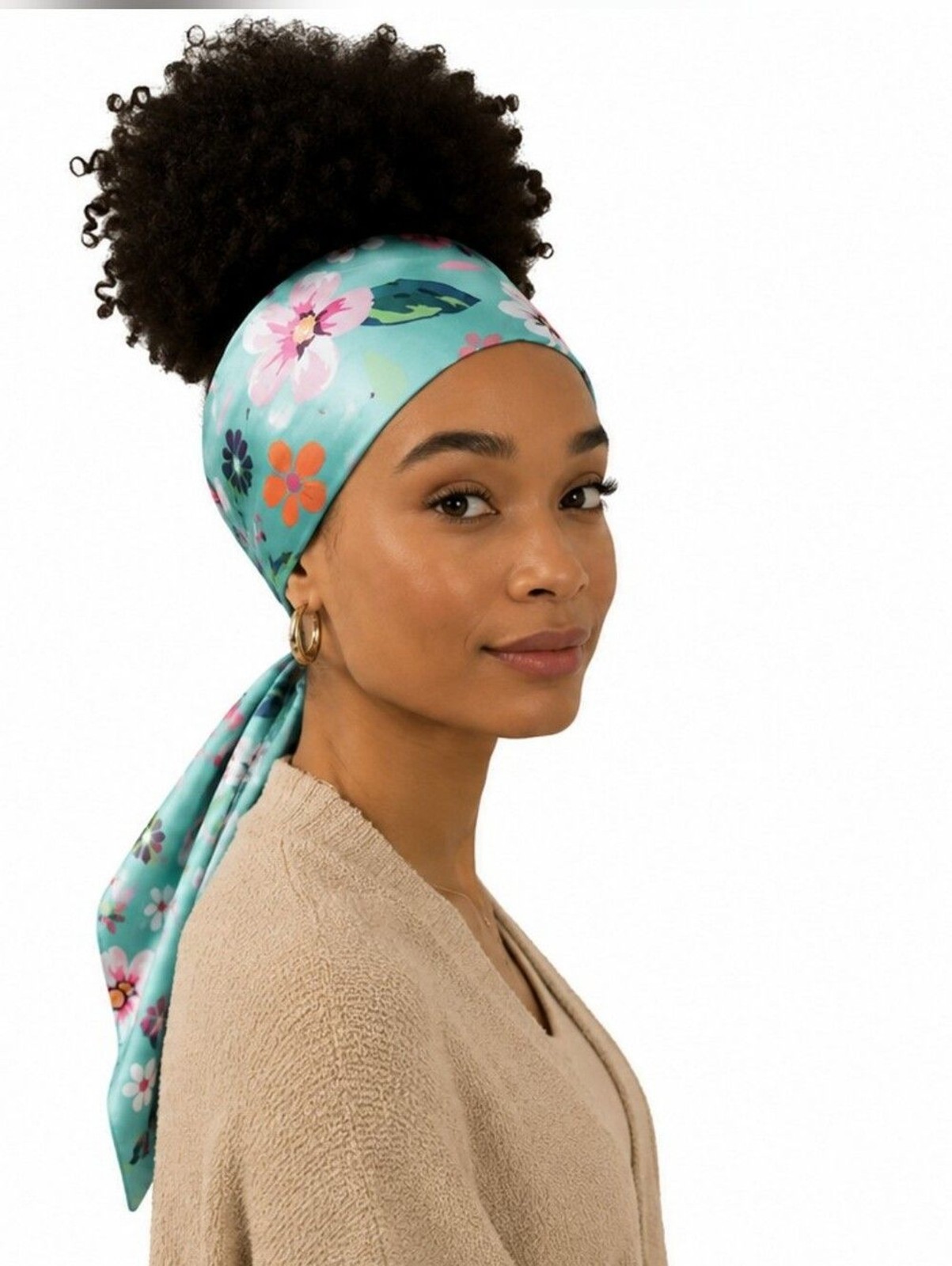 Queen Ellas Collection Women’s Satin Multicolor edge scarf floral