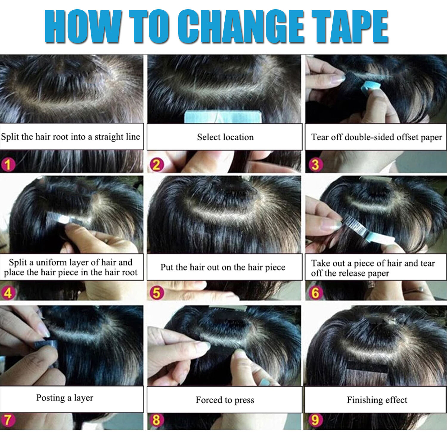US Tape In Hair Extensions 10-100PCS Tape Adhesive Replacement Double Sided Glue