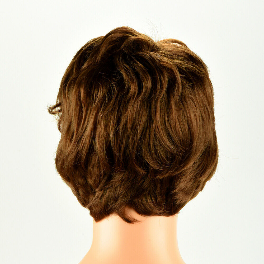 Women Lady Curly Wavy Short Synthetic Hair Wigs Costume Golden Gold Brown Wig US