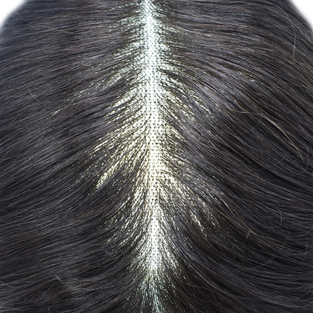 Durable Fine Mono Lace Mens Toupee Human Hair Piece Thin Skin PU Wig Hair System