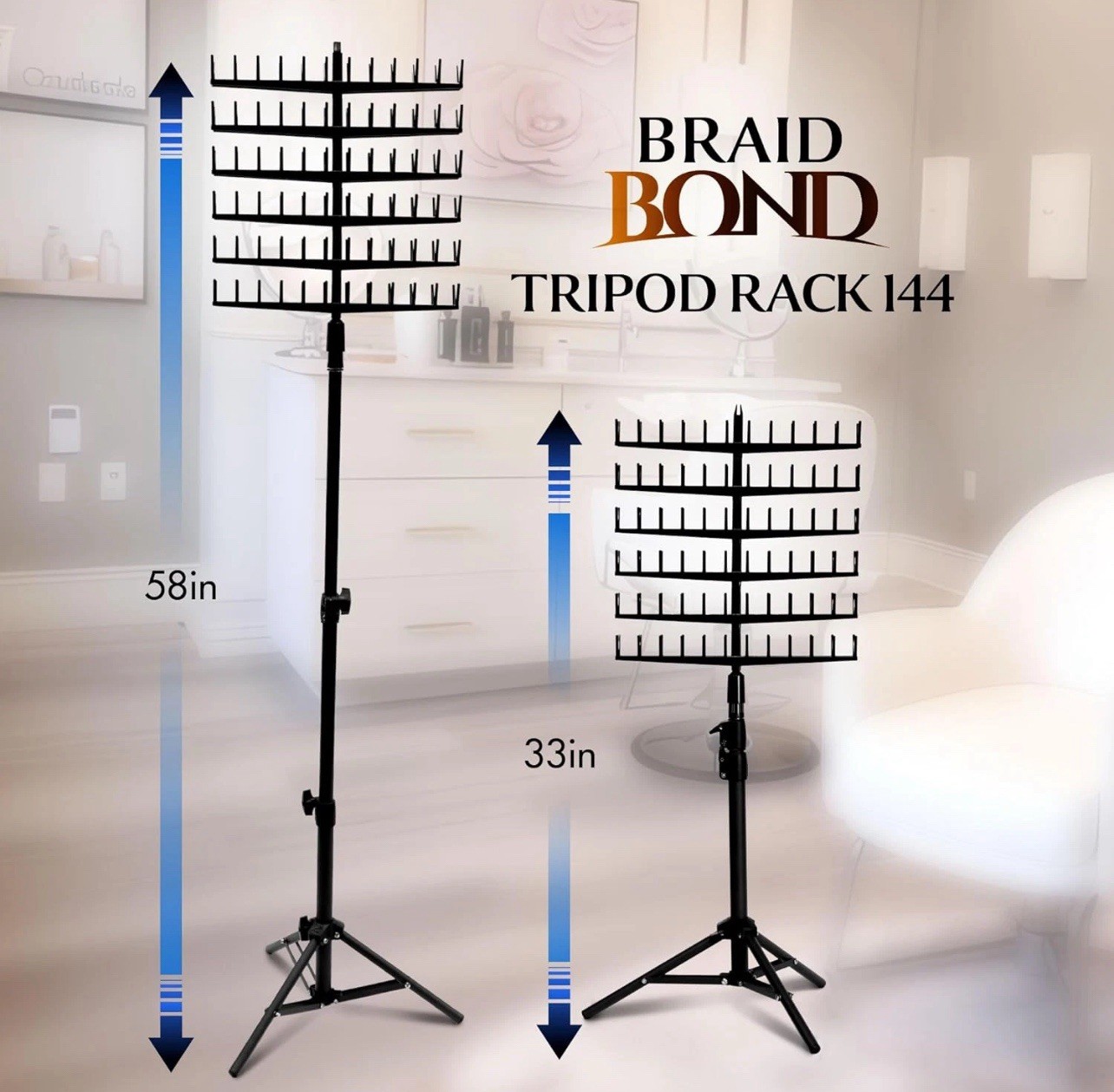 Laflare Standing Braid Hair Organizer – 144 Pegs Hair Extension Holder, Divider