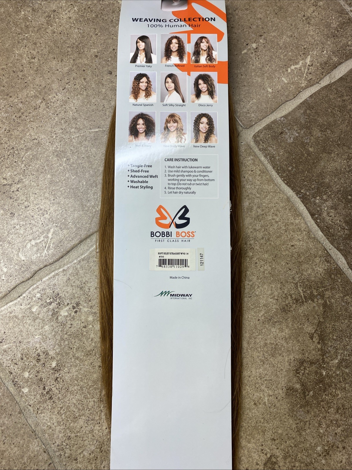 Bobbi Boss 14” Soft Silky Straight Color 30 Auburn 100% Human Hair Weaving