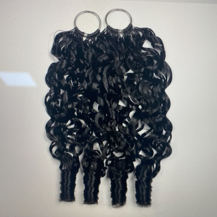 Curly Black Synthetic Loop Hair Extensions 2-Pack, 11-20 in Unisex Adult