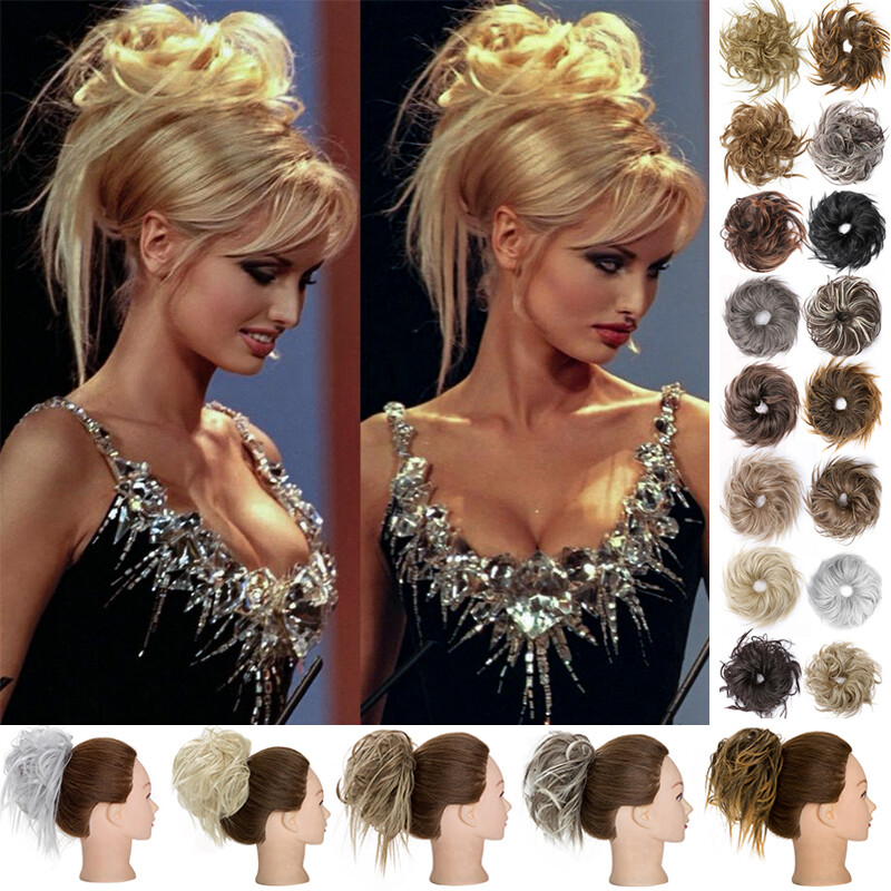 Messy Bun Piece Real As Human Hair Elastic Scrunchie Updo Ponytail Extensions US