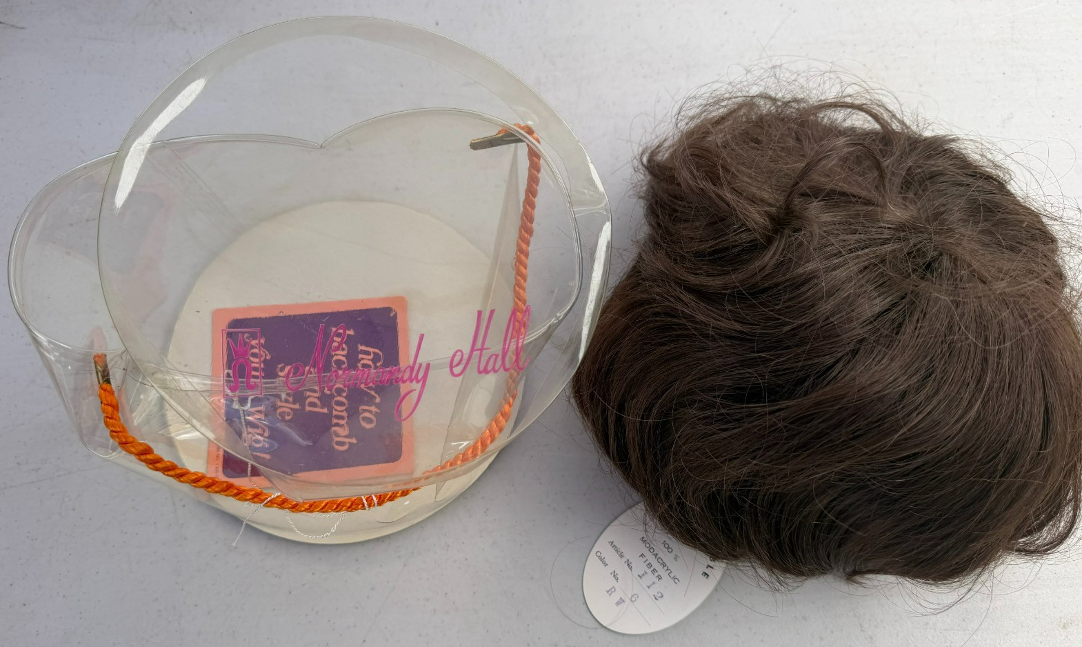 Normandy Hall 100% Modacrylic Fiber Brown Wig NWT w/ Original Plastic Packaging