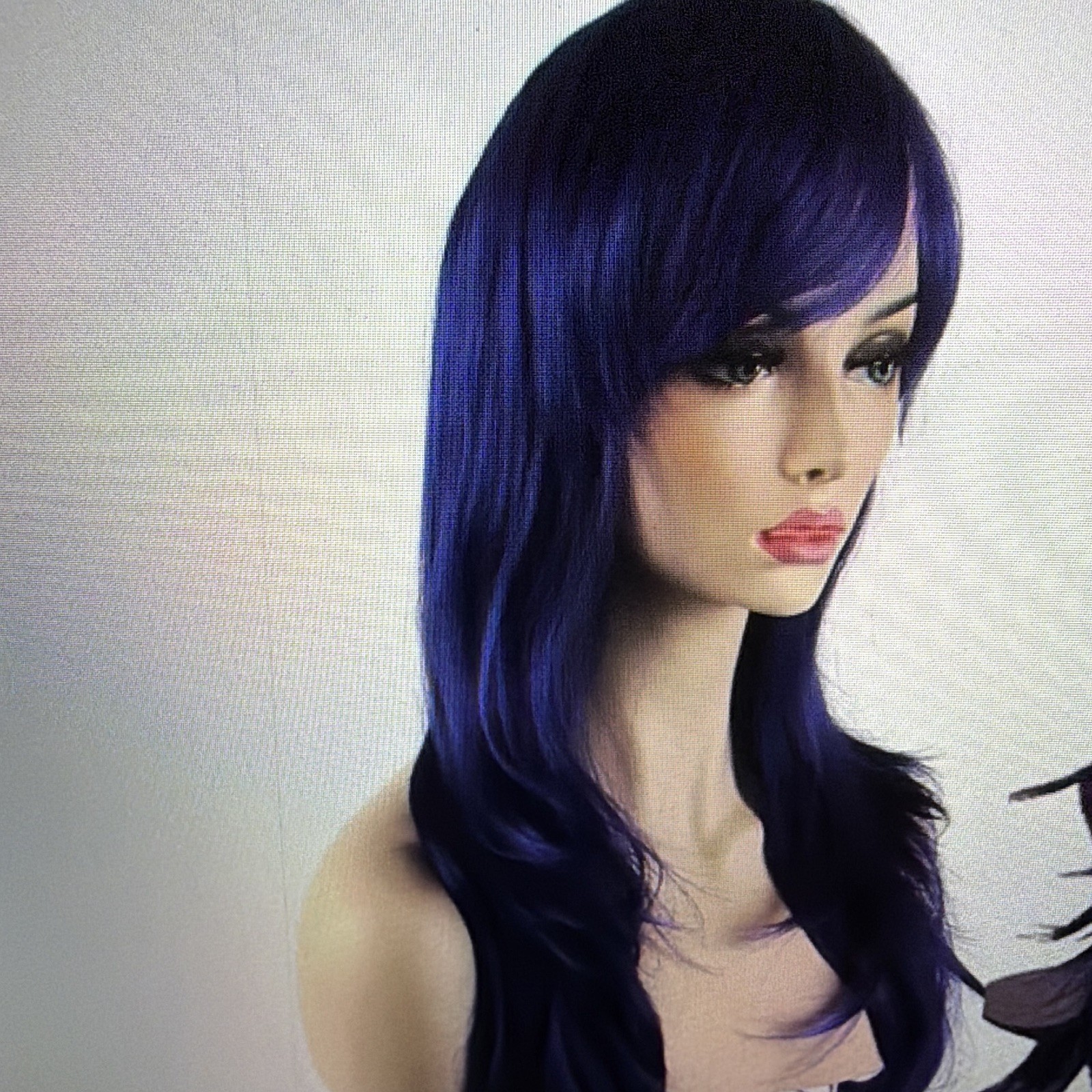 Women’s Blue & Black Long Layered Synthetic Wig, Colored Style