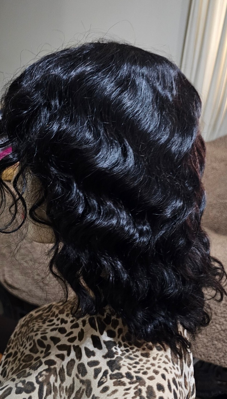 12inch Body Wave Wig Black Body Curly Human Hair 100%Wigs No-Lace Wigs