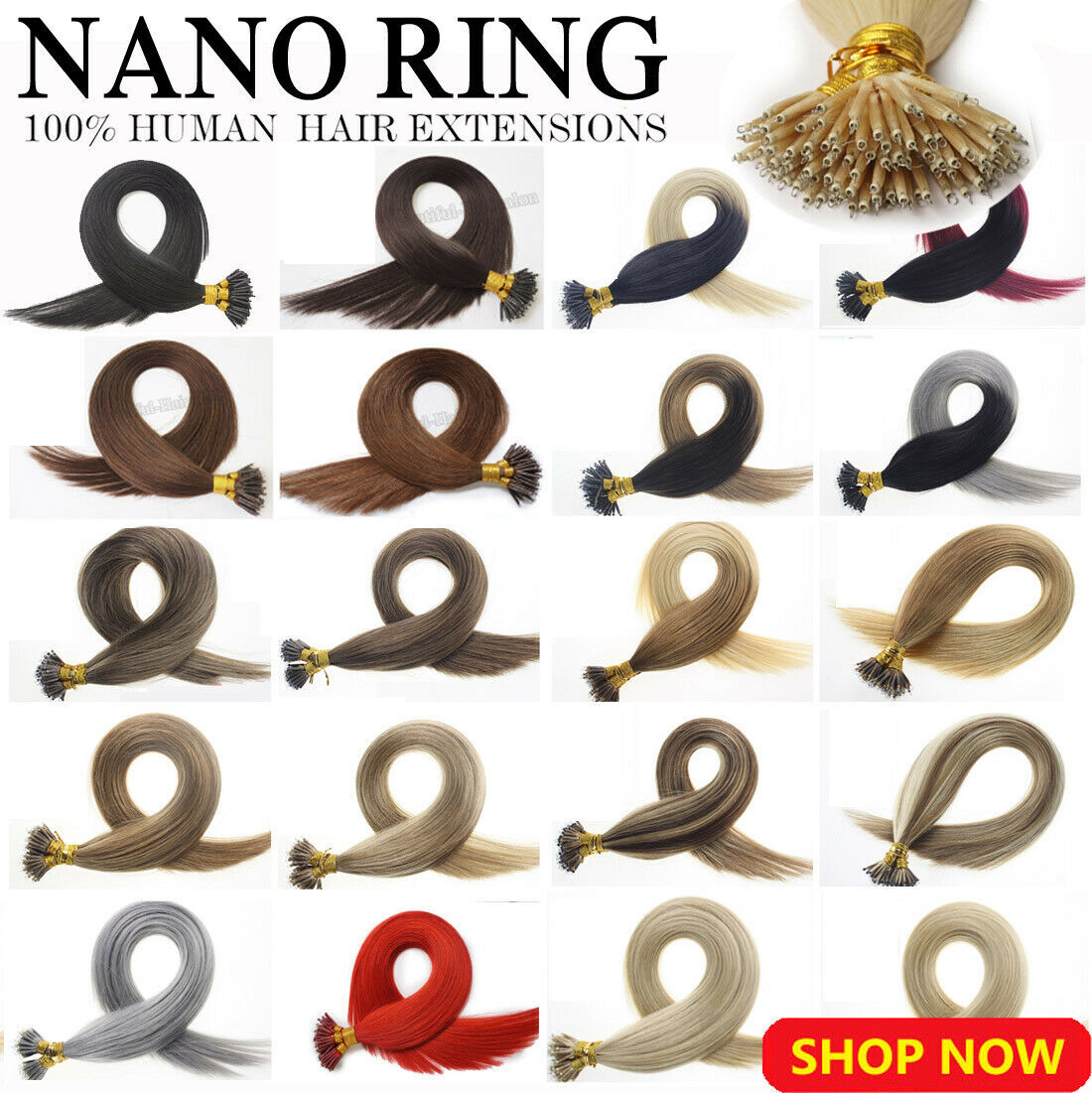 Nano Ring Hair Extensions Micro Nano Beads Link Real Human Hair Full Head 200str