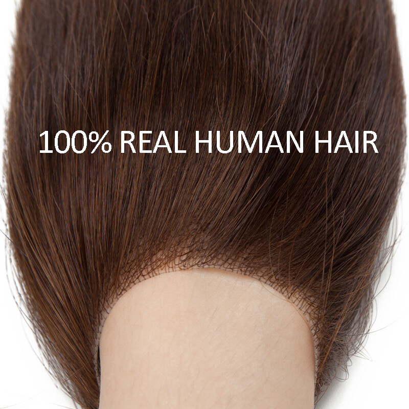 Mens Toupee for Frontal Receding Hairline Real Human Hair V-Looped PU Hairpiece