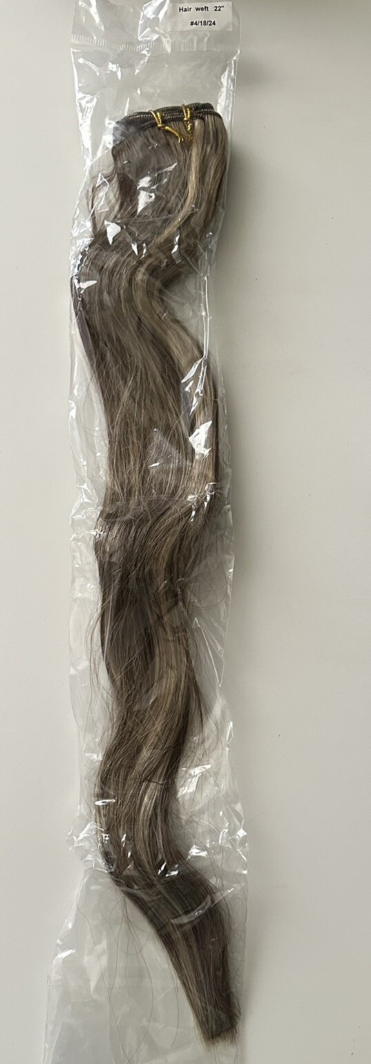 Sew in Hair Extensions Real Human Hair 22 Inch 120G #4/18/24 Balayage Brown Mix
