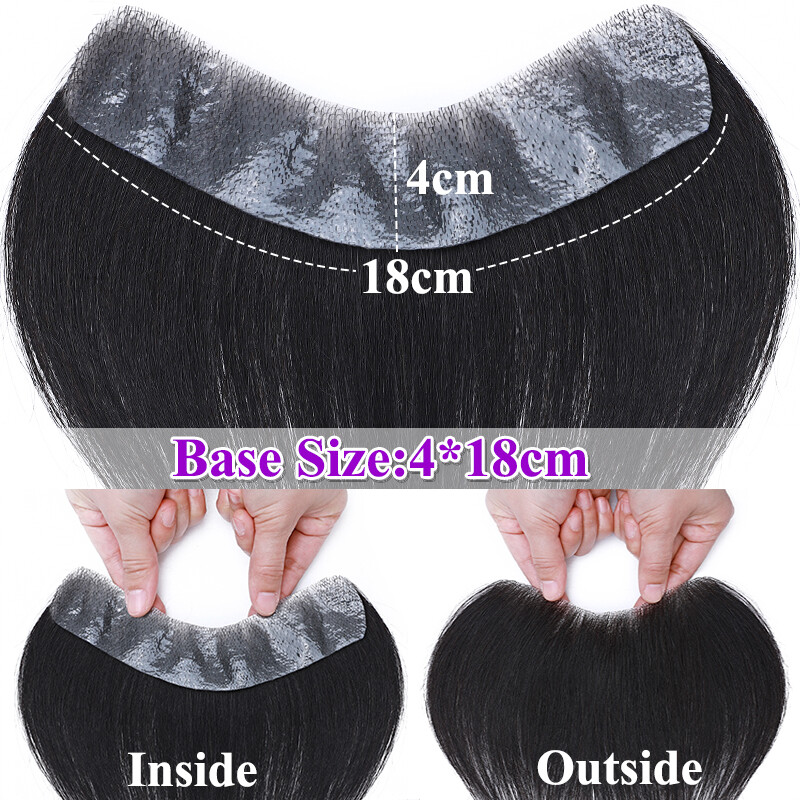 Mens Toupee Forehead Hairline 100% Real Human Hair Replacement Front Hairpiece