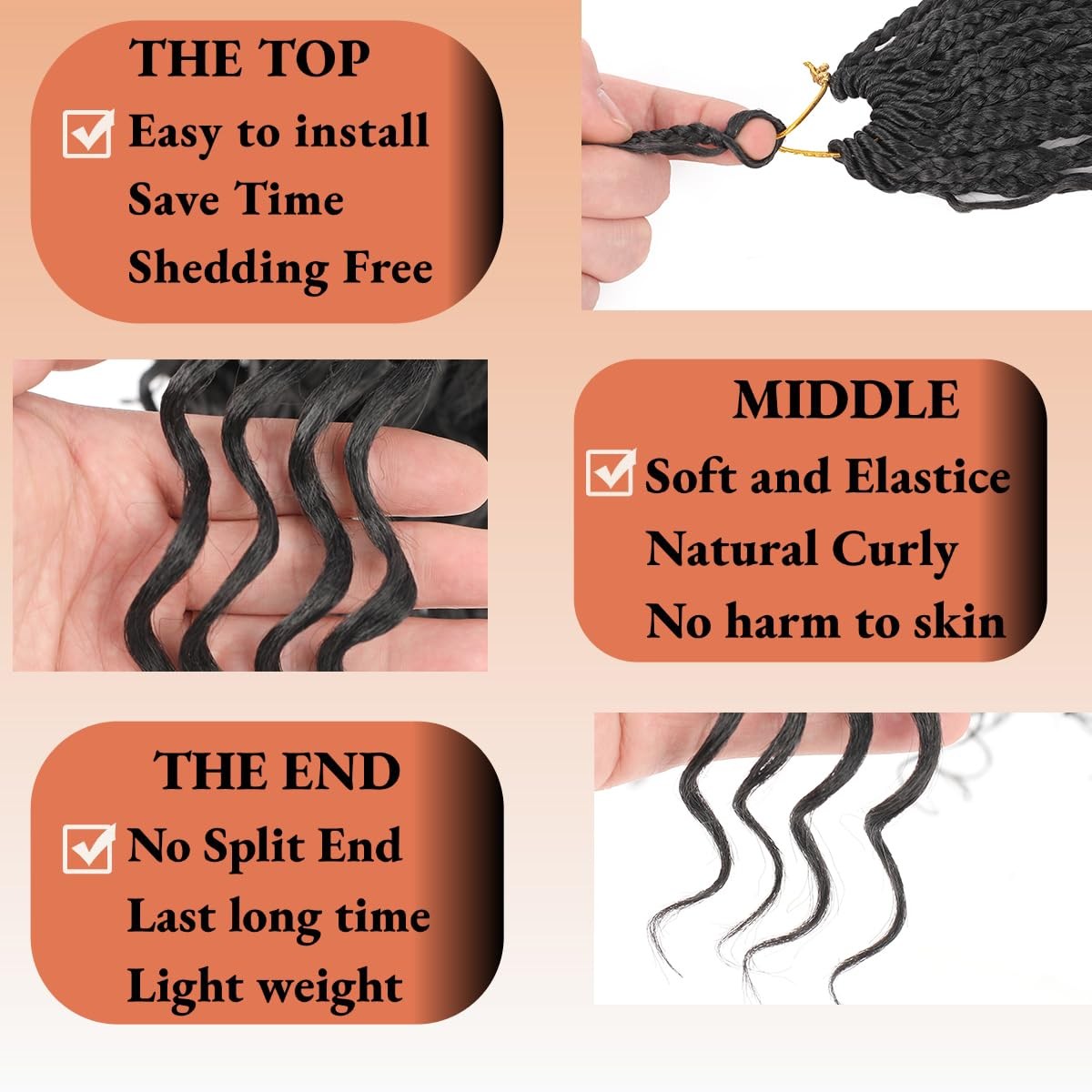 14 Inch Ocean Wave Crochet Hair 8 Packs – Synthetic Pre-Looped Deep Wavy Curl…
