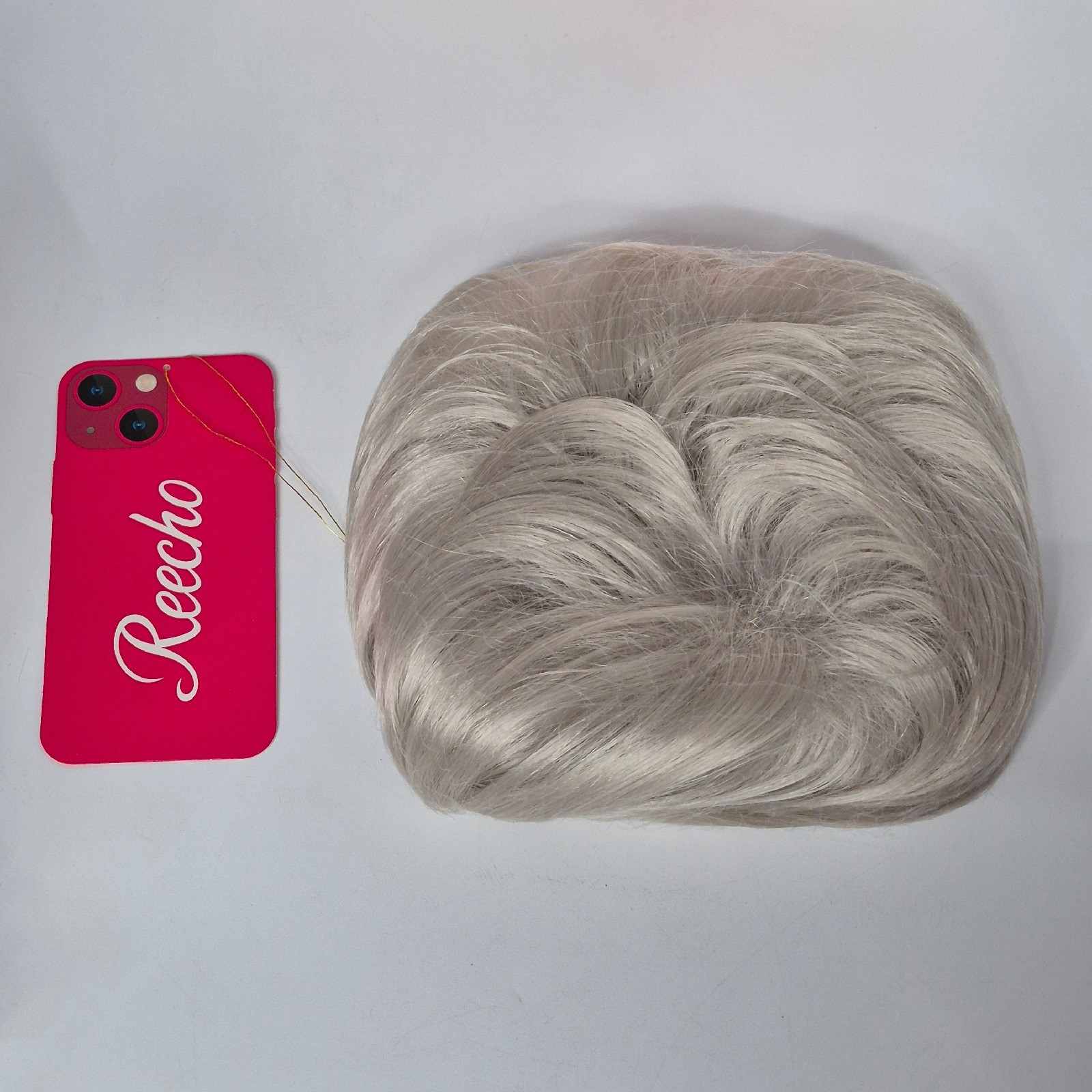 REECHO Hair Topper Women Silver White 6.5×6.5 100% Japanese Fiber Clips