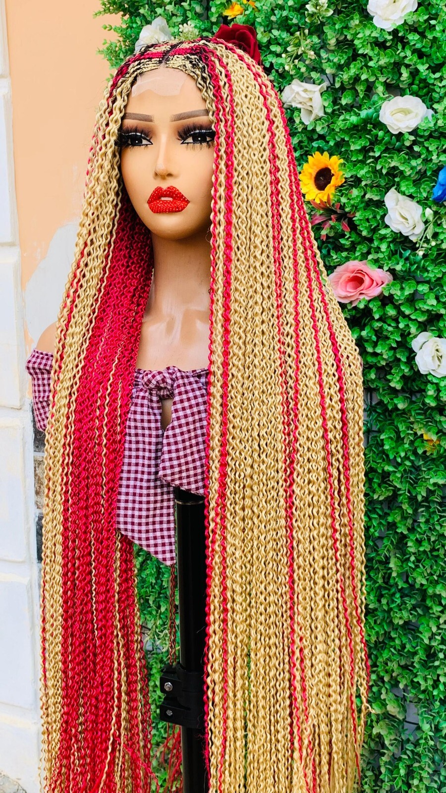 WATERMELON BRAIDED WIGS ON 2*4 LACE CLOSURE 42″