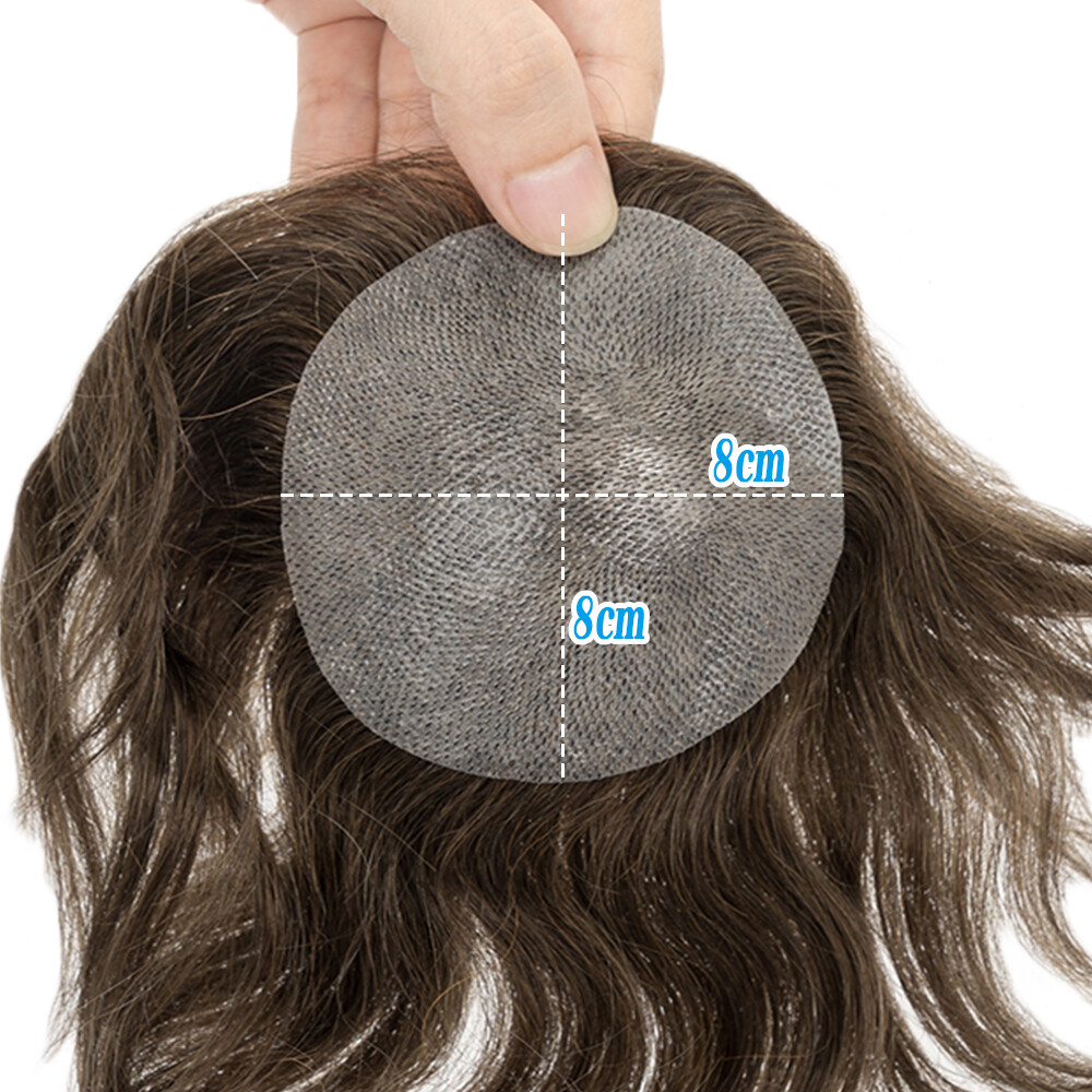 Mens Toupee Thin Skin PU/MONO Real Remy Human Hair Piece Toupee Replacement Wig
