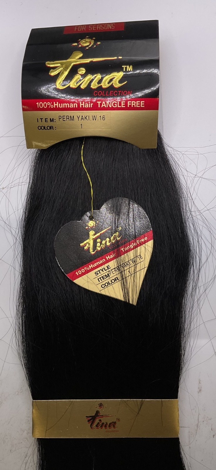 Tina Collection 100% Human Hair Perm Yaki Weave 16 Color: 1