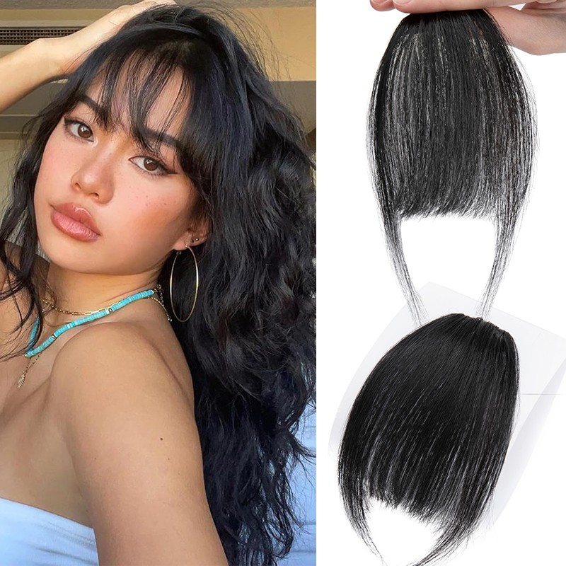Clip In Fringe Topper Neat Bangs Hair Piece 100% Real Remy Human Hair Extensions