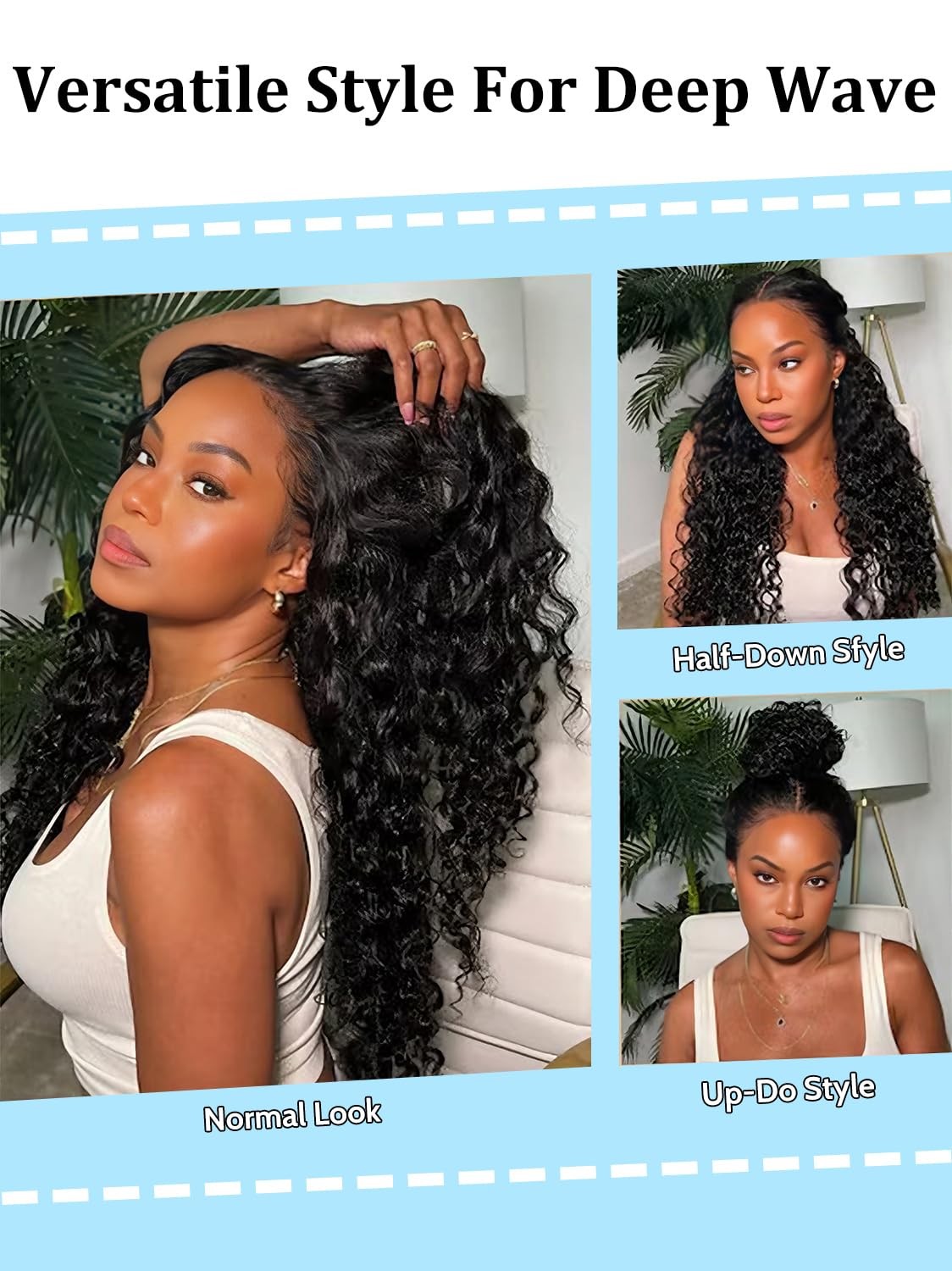 Fdola 16 16 16 Inch Deep Wave Human Hair 3 Bundles 12A Brazilian Virgin Hair