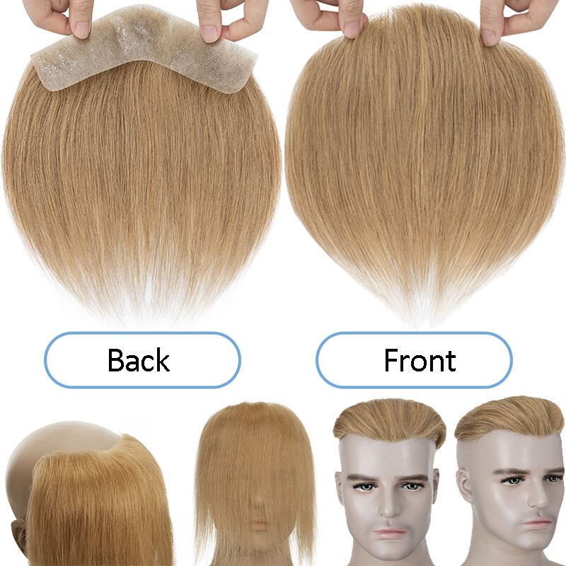 Men Forehead Hairline Toupee 100%Human Hair Skin PU Man Hairpiece Frontal Topper