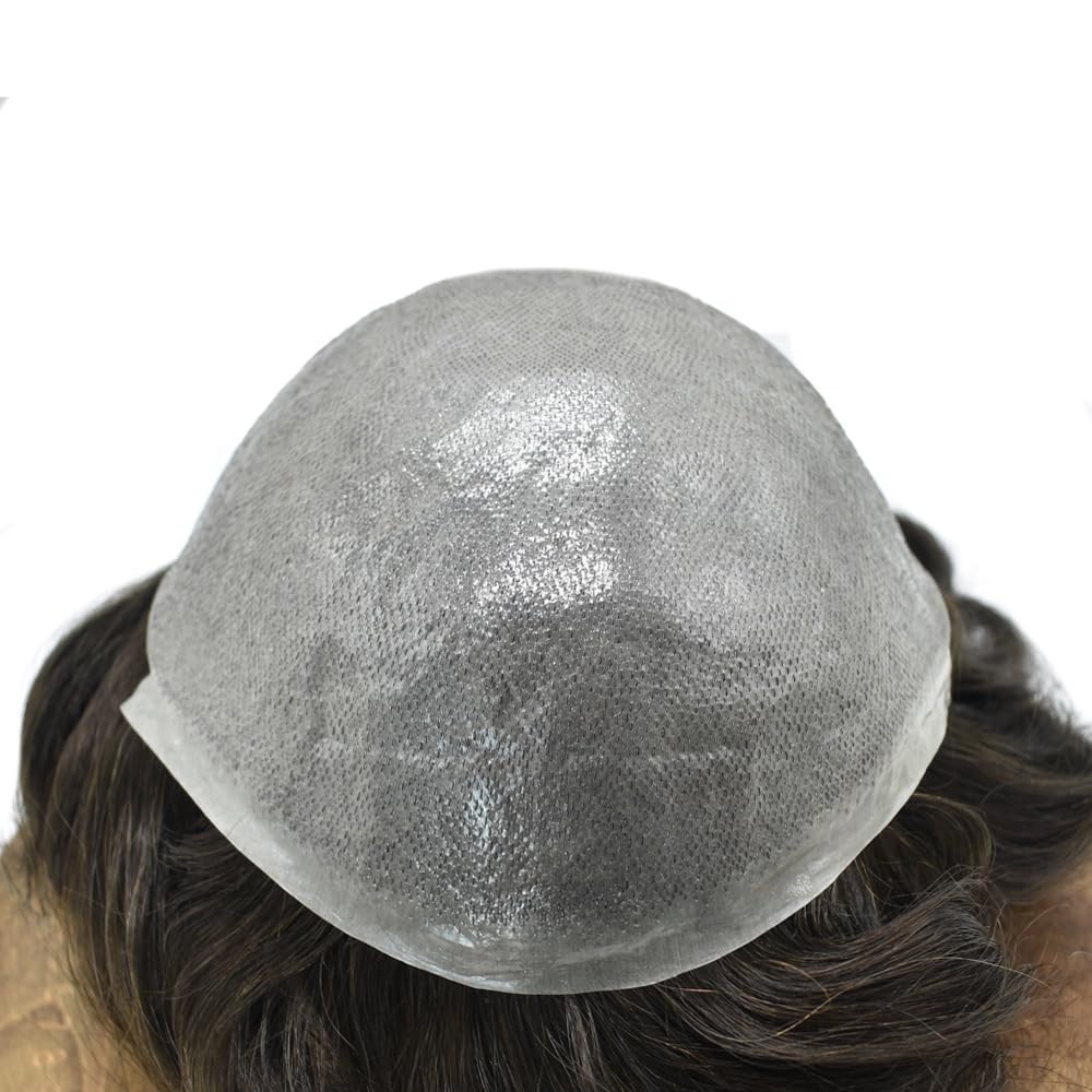 Mens Toupee Ultra Thin Skin Hair Replacement System Invisible V-Loop Hair Piece