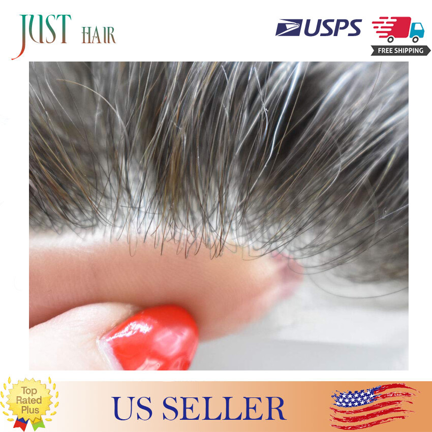 Mens Hair Replacement System All Poly Skin Men Toupee Hairpieces Human Hair Wigs