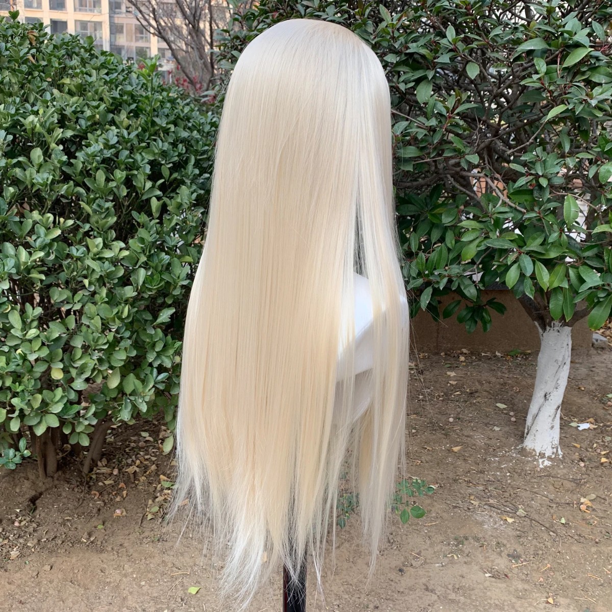 Lace Frontal Wig Bleach blonde Pre Plucked Long Straight Synthetic Hair