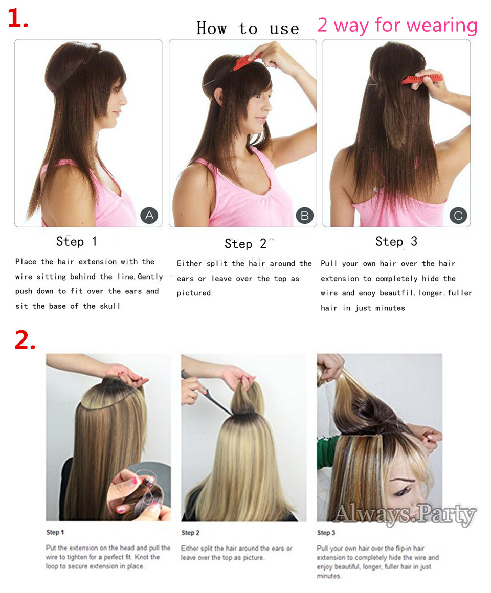 Elastic Wire Hair Extensions Headband Invisible Wire Real Secret Long 140g Ah