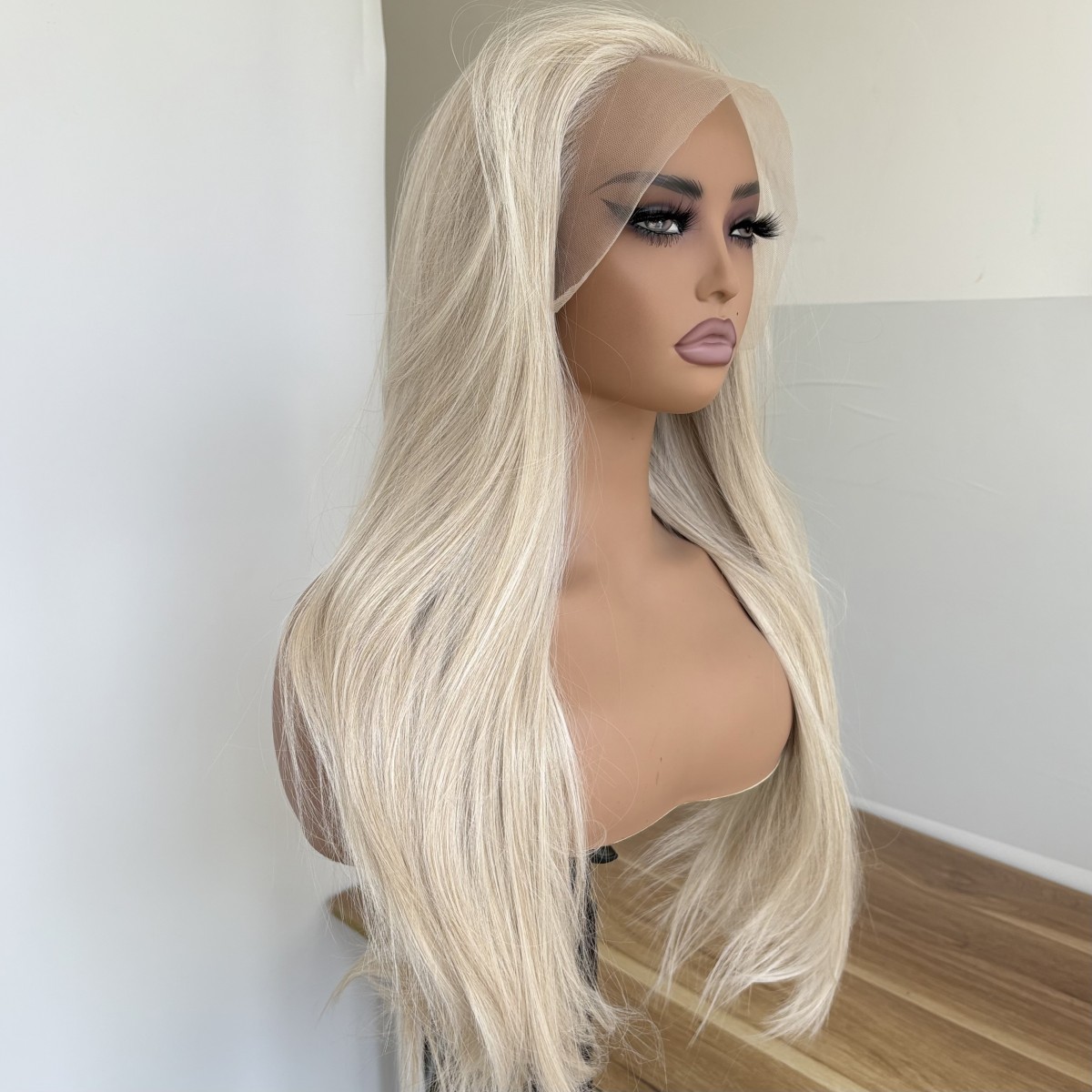 Bleach Blonde Heat Resistant Synthetic Hair Long Straight Lace Front Wigs