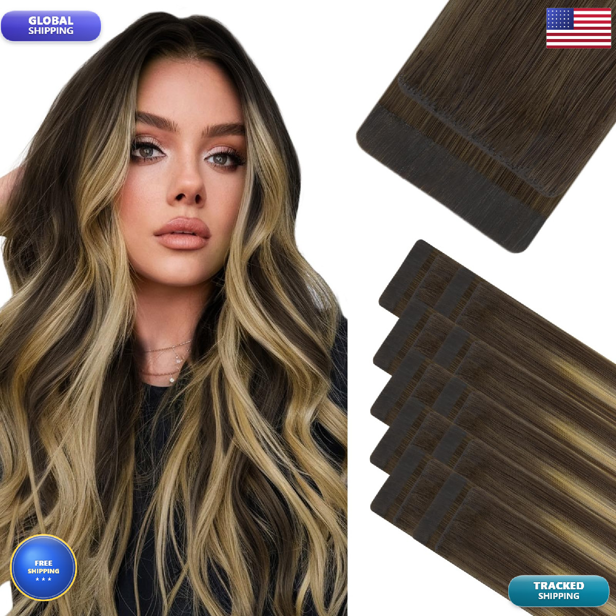 Hotbanana Invisi Edge Tape In Hair Extensions Human Hair 22Inch 50G Classic