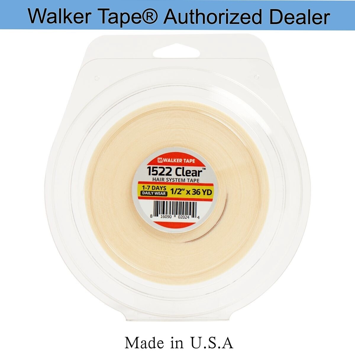 Walker 1/2″ x 36Yards 1522 Clear Tape, Daily Wear Hair System Tape Roll