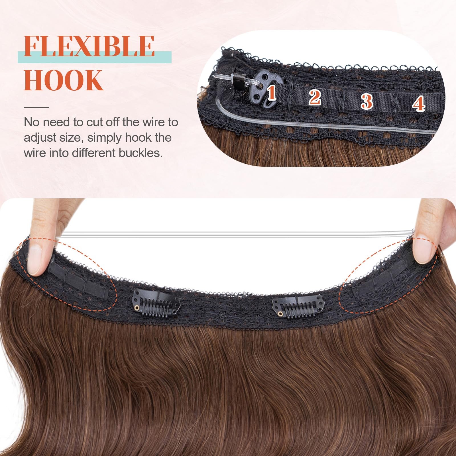Benehair Halo Hair Extensions Real Human Hair Brown Halo Hair Extension 100