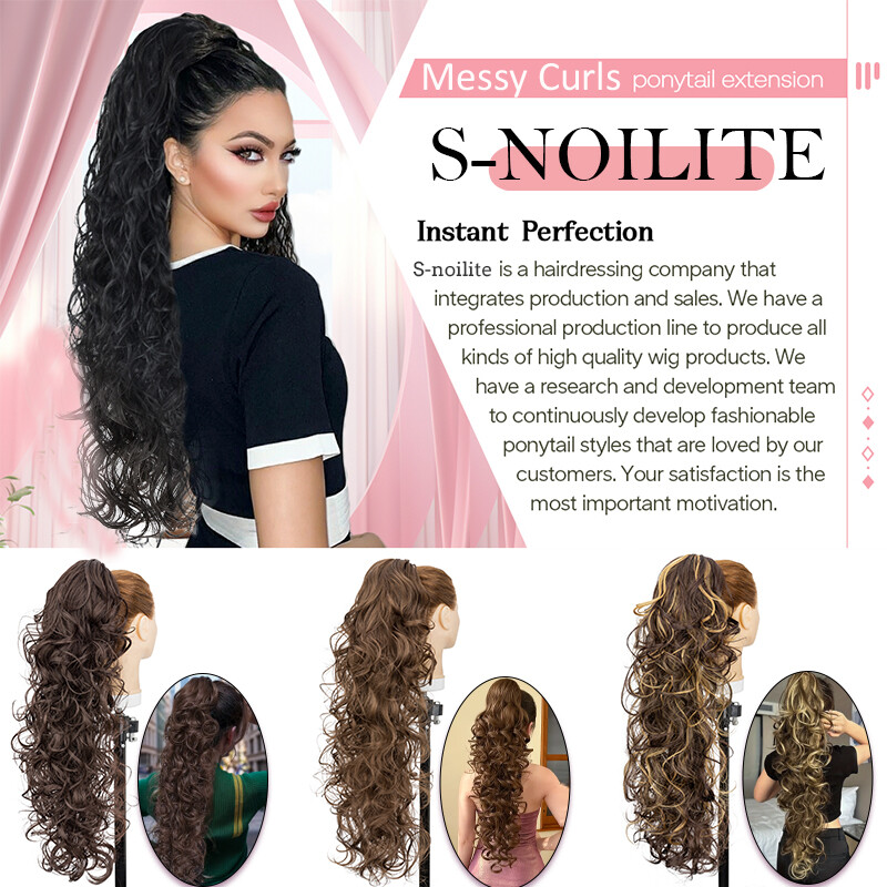 Claw Ponytail Long Curly Pony Tails Clip In Hair Extension Brown Highlight Thick