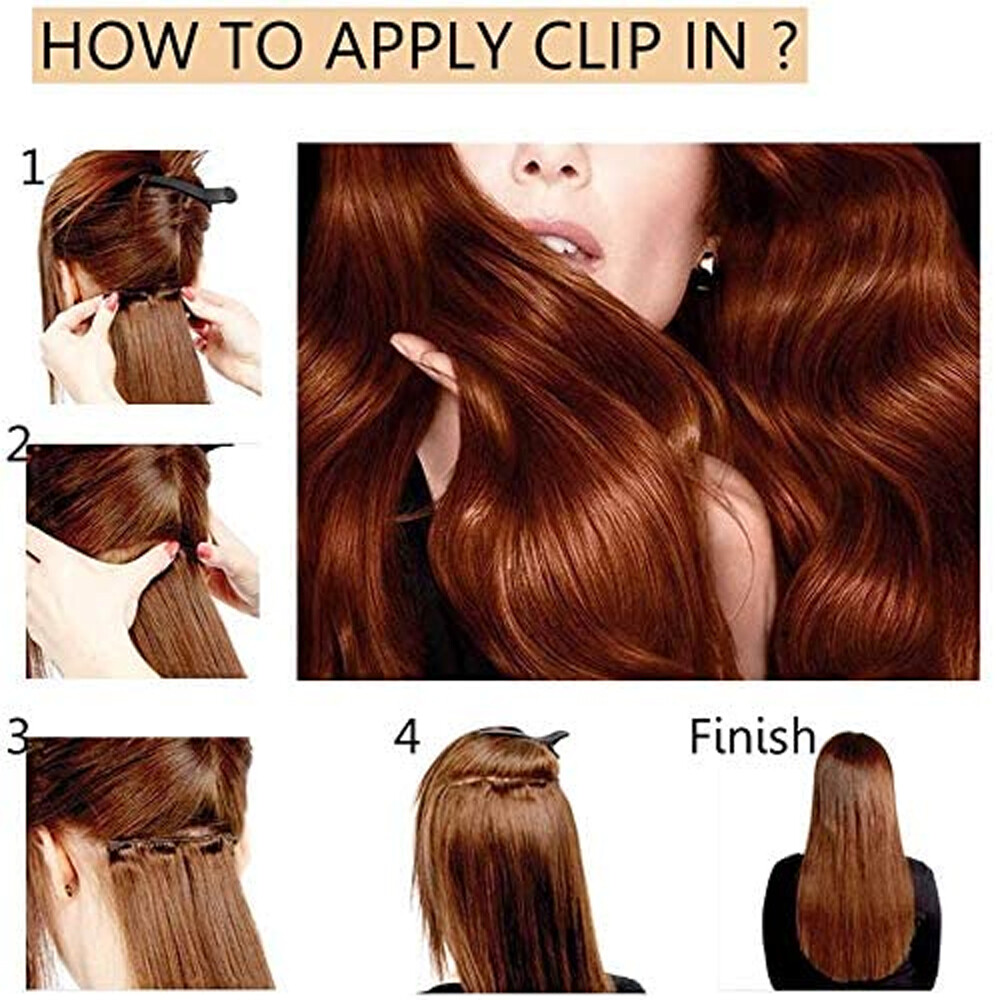 8 Pieces Hair Full Head Natural Clip in Hair Extensions Straight Curly For Woman