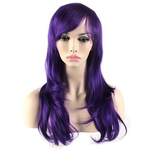 28 inch Fashion Wigs Long Wavy Curly Hair Cosplay Wig (Purple)