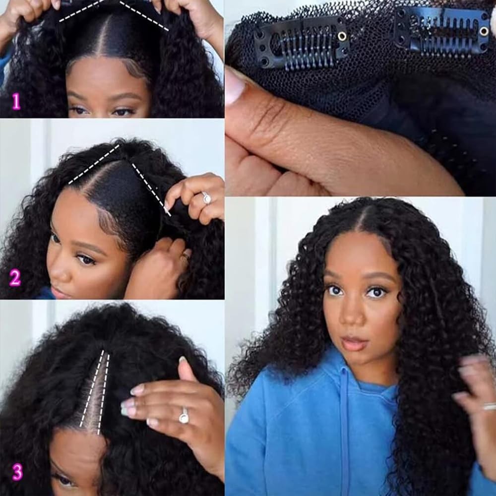 V Part Wig Human Hair No Leave Out Upgrade Curly V Part Wig Human Hair Wig