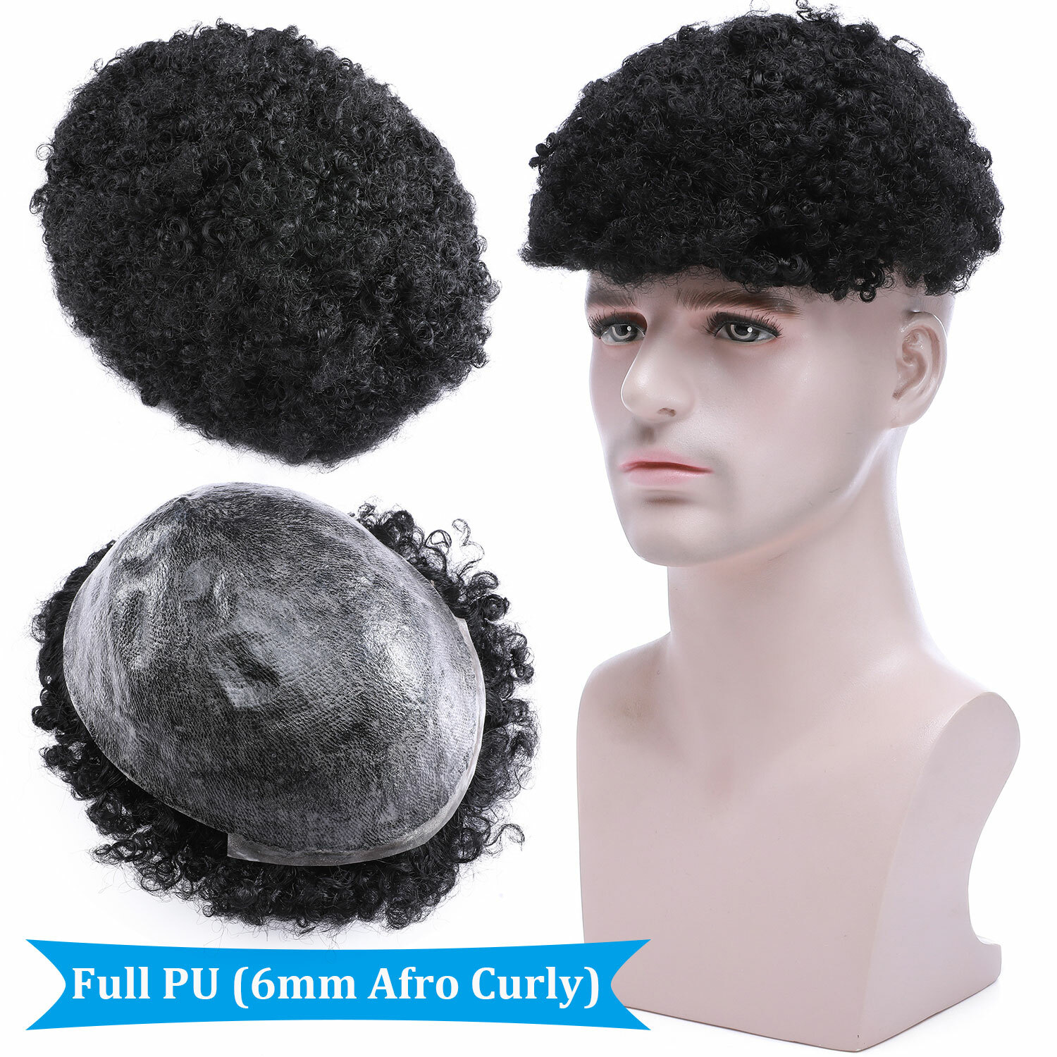 Men 100% Human Hair Replacement System Hairpiece Skin PU Base Toupee Black/Brown