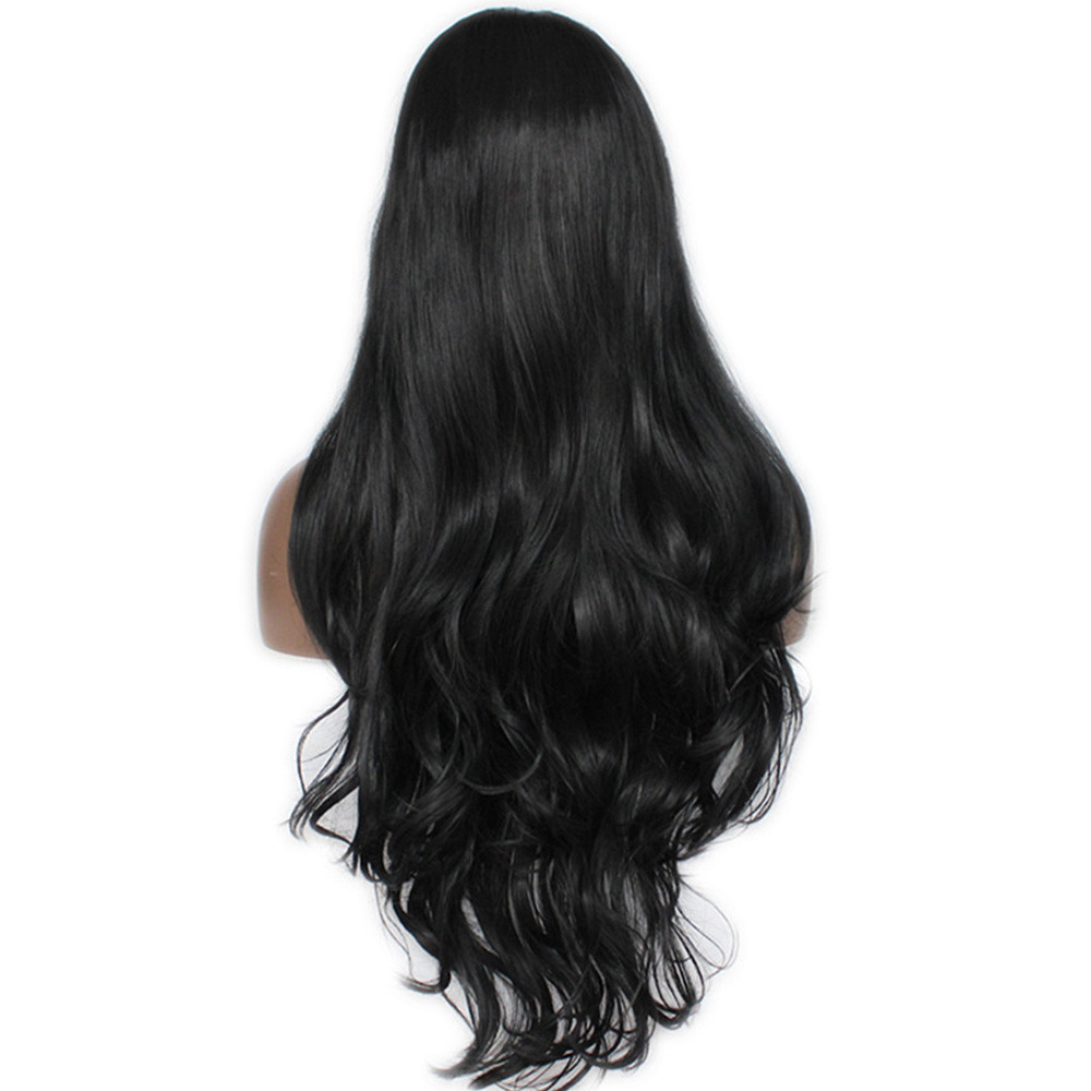 Brazilian Long Natural Wavy Lace Front Wig Synthetic Hair Soft Fiber Black Women