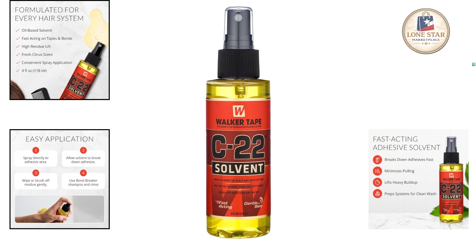 C-22 Solvent Spray 4 Fl Oz for Lace Wigs & Extensions, Gentle Yet Effective