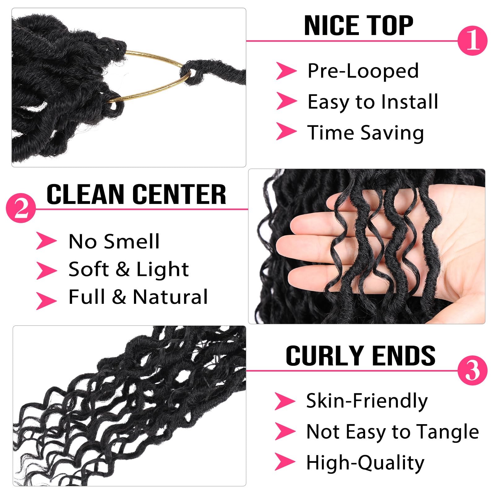 Ruiyok 8 Packs Goddess Locs Crochet Hair 10 Inch Short Faux Locs Crochet Hair