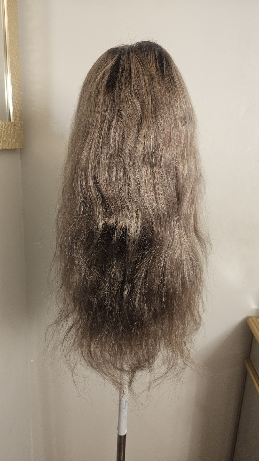 High Quality regular Top 22 to 24″ gray wavy 100% Virgin Human Hair Lace Wig