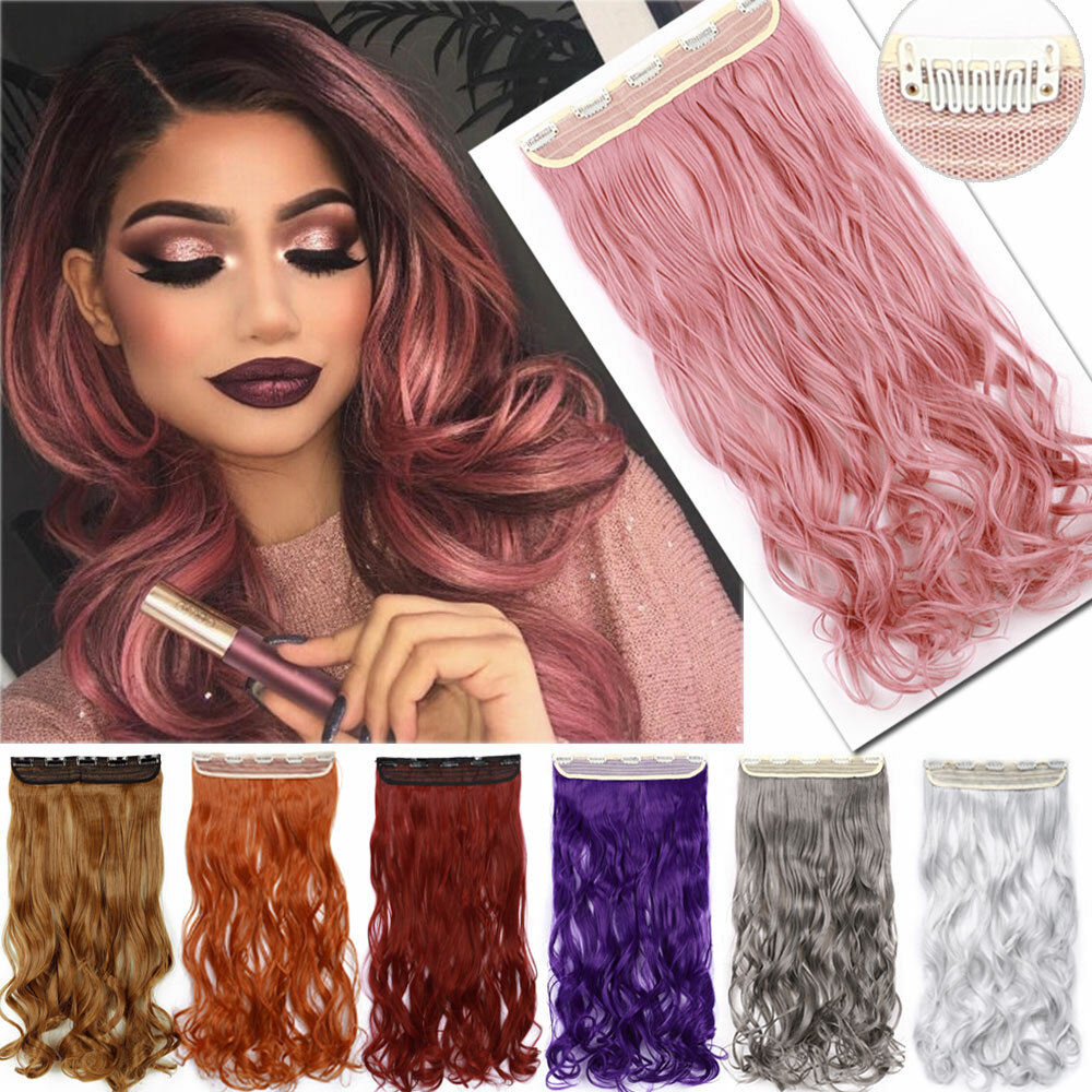Mega Thick Wavy Curly Clip In On Hair Extensions 3/4 Head 5 Clips Real AS Human