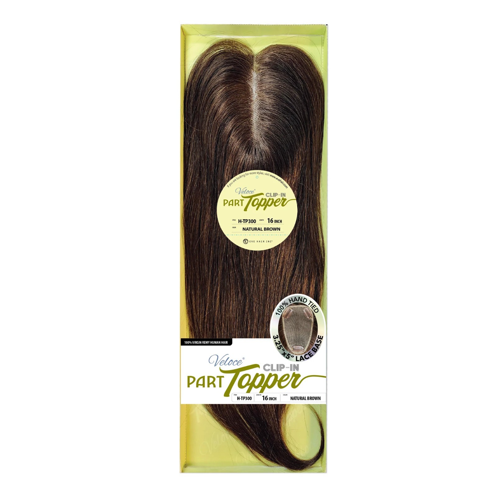 EVE HAIR 100% HUMAN HAIR VELOCE CLIP IN 3.25″x5″ LACE BASE TOPPER 16″ #H-TP302