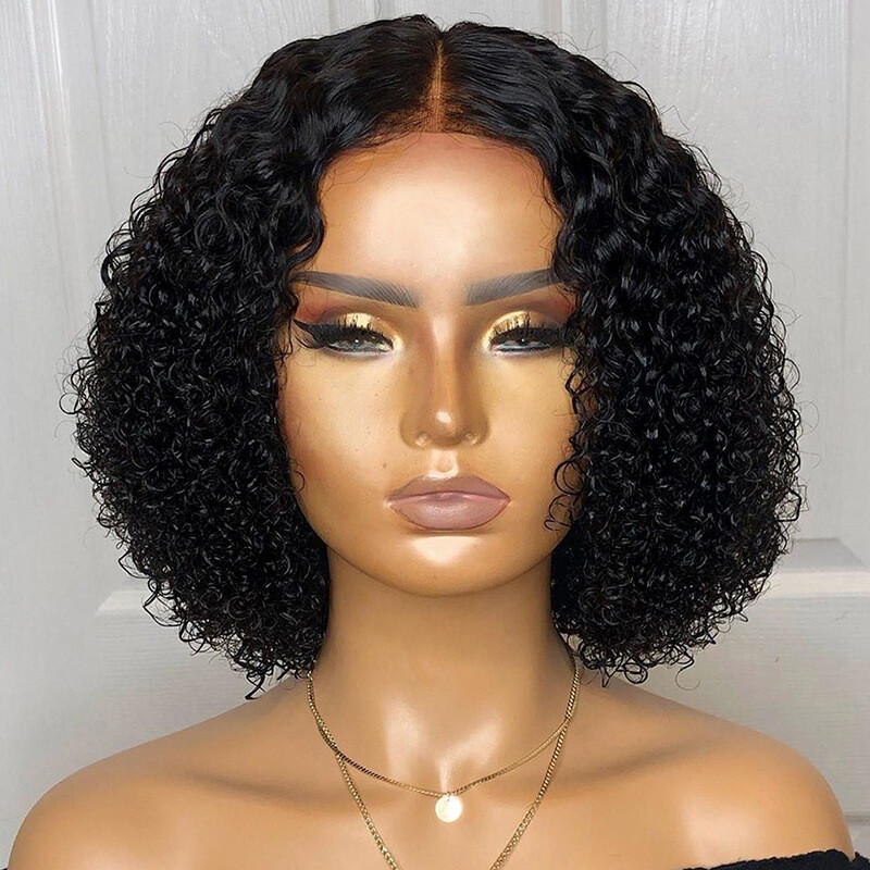 Women’s Curly Wavy Short Wigs Dark Black Ladies Costume Synthetic Hair US SHIP