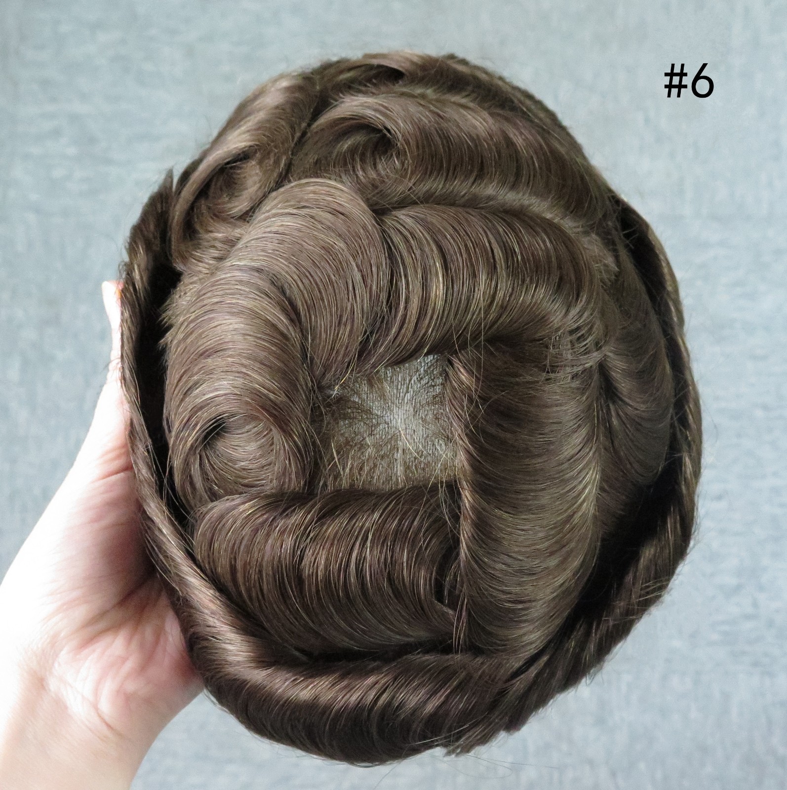Mens Toupee Human Hair Piece Ultra Thin Skin Knotted Men Hair Replacement System