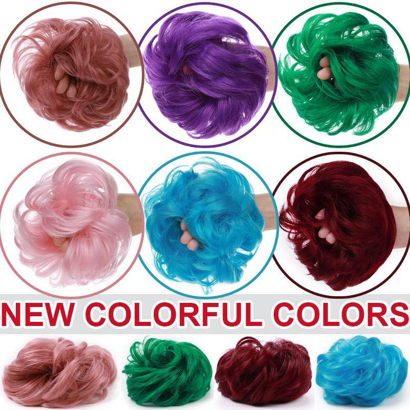 Natural Small Hair Scrunchie Wrap Hairpiece Curly Messy Bun Updo Hair Extensions