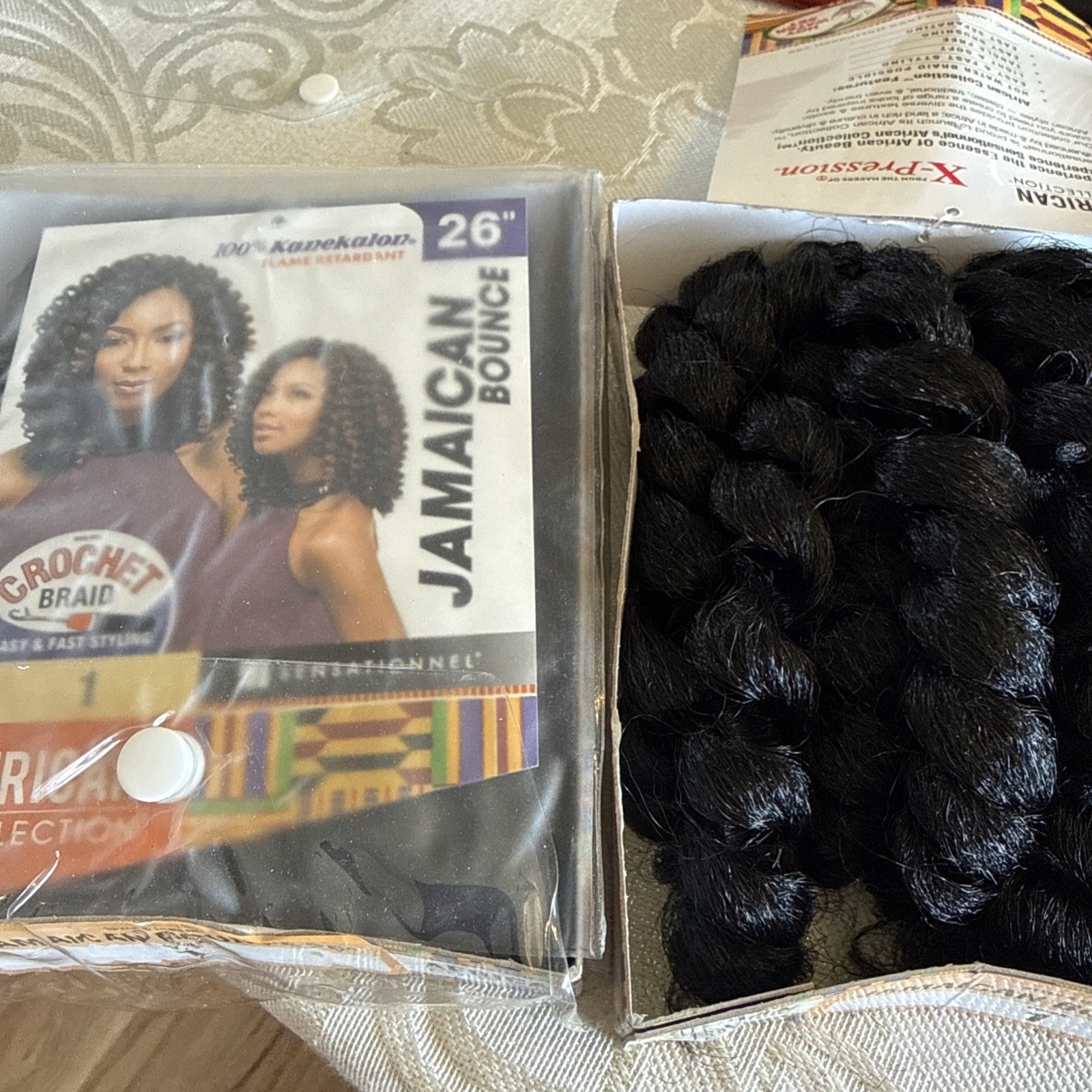 383 synthetic hair bundle Set Of Two Pkg Jamaican Bounce 26” Black