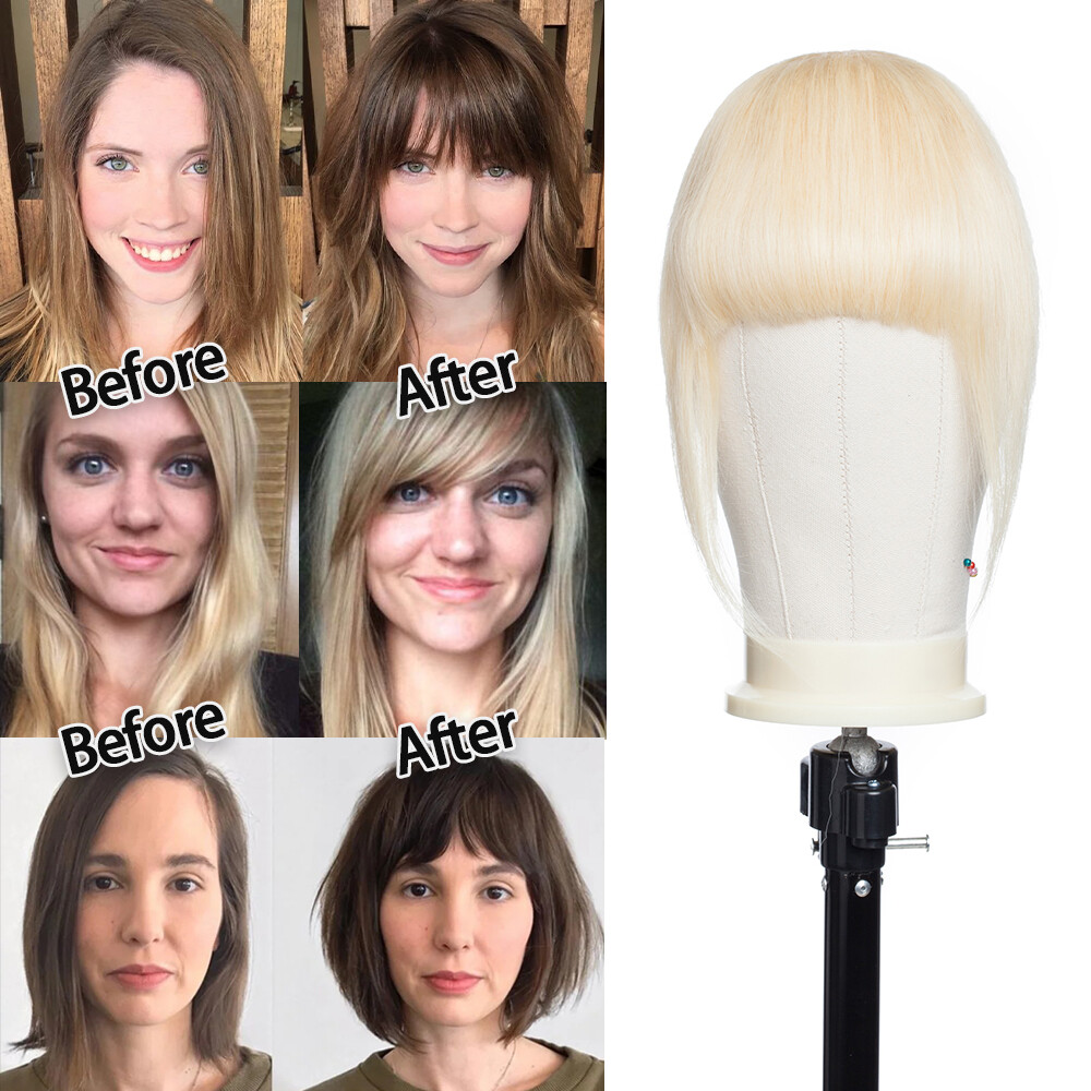 100% Remy Human Hair Bangs Extensions Clip In One Piece Front Fringe Hair Piece