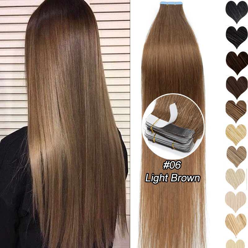 Russian Skin Weft Tape in 100% Remy Real Human Hair Extensions Full Head 200g 8A