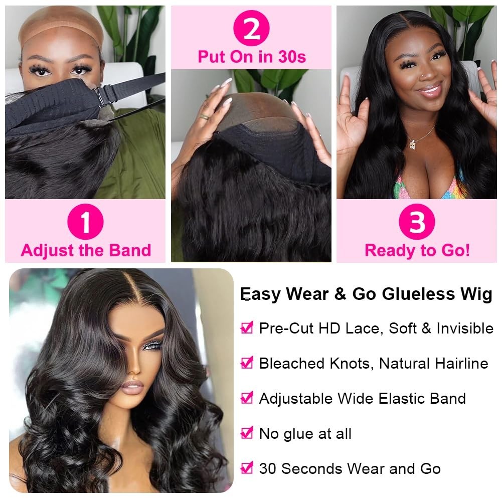 Wear and Go Glueless Wig Human Hair Pre Plucked Pre Cut 4×4 Lace Body Wave wig