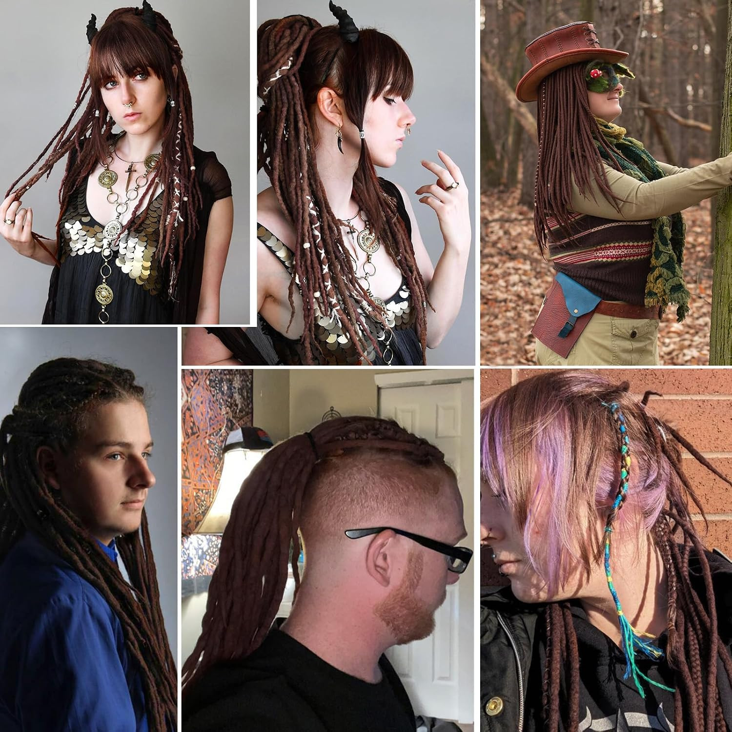 Dreadlock Extensions Dark Brown Wool Double Ended DE End Dreads 15 Strands